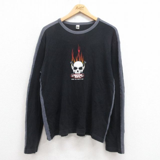 長袖Tシャツ スカル ブラック XL | 古着