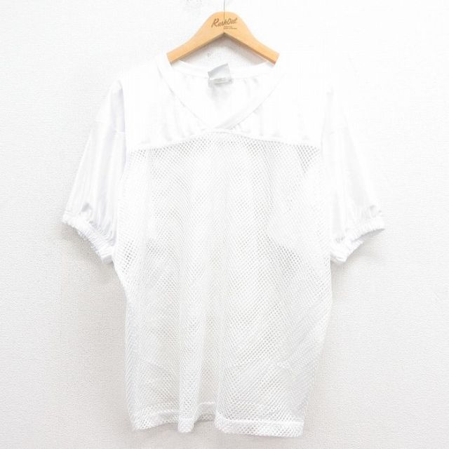 XL★古着 ローリングス 半袖 フットボール Tシャツ メンズ 無地 メッシュ地 Vネック 白 ホワイト ユニフォーム ゲームシャツ 25aug09 中古