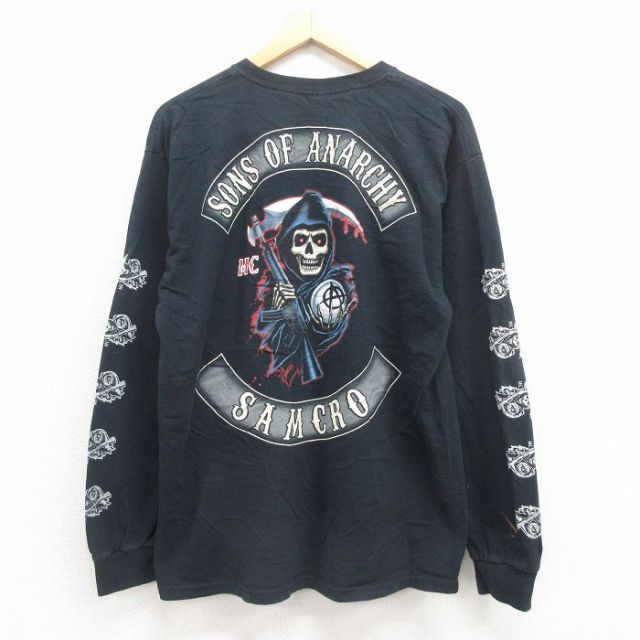 L★古着 長袖 ビンテージ Tシャツ メンズ 00年代 00s ドラマ サンズオブアナーキー サンオブアナーキー コットン クルーネック 黒 ブラック 25aug09 中古