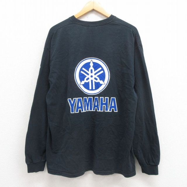 XL★古着 長袖 ビンテージ Tシャツ メンズ 00年代 00s ヤマハ 大きいサイズ コットン クルーネック 黒 ブラック 【spe】 25aug09 中古