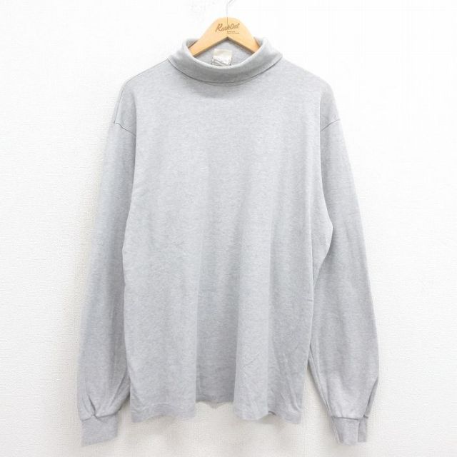 【20%OFF】XL★古着 エルエルビーン LLBEAN 長袖 ビンテージ Tシャツ メンズ 80年代 80s 無地 大きいサイズ コットン タートルネック ハイネック グレー 25aug12 中古