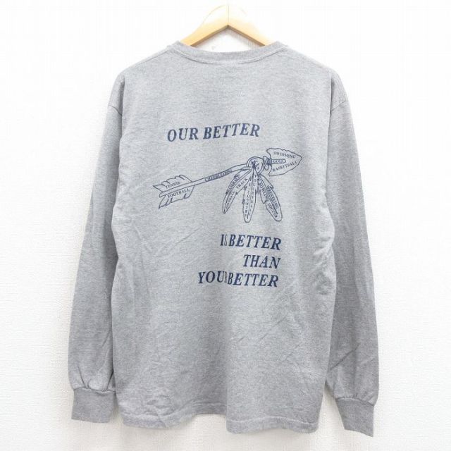 【50%OFF】L★古着 ジャージーズ 長袖 ビンテージ Tシャツ メンズ 00年代 00s OUR クルーネック グレー 霜降り 25aug12 中古