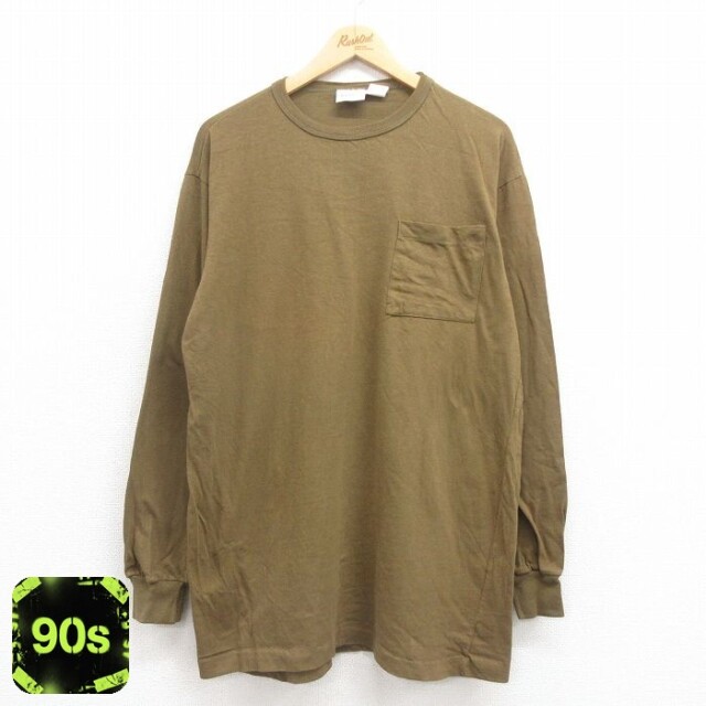 90s 長袖Tシャツ 胸ポケット グリーン XL | 古着
