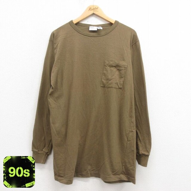 90s 長袖Tシャツ 胸ポケット グリーン L | 古着