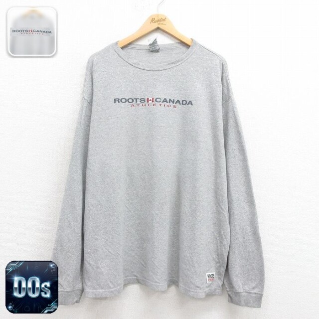 ROOTS 00s 長袖Tシャツ ビッグロゴ グレー XL | 古着