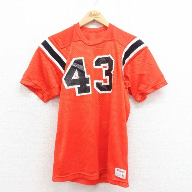 【w486】USA古着ウィルソン80s90s当時物NFLユニフォームゲームシャツ Wilson OLD古着 フットボール Tシャツ ゲームシャツ M Vネック