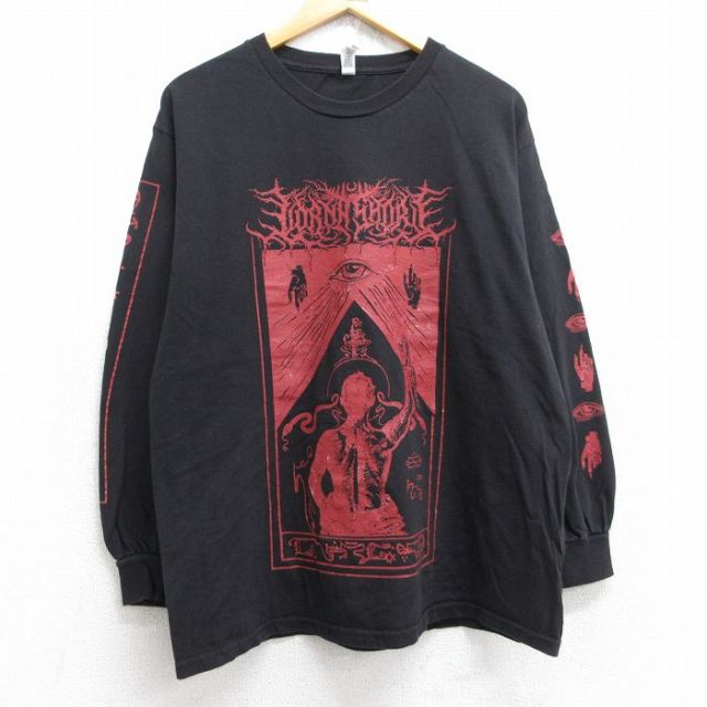 L★古着 長袖 ロック バンド Tシャツ メンズ ローナショア コットン クルーネック 黒 ブラック 25aug18 中古
