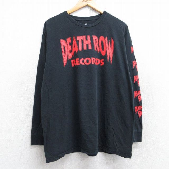 XL★古着 長袖 ロック バンド Tシャツ メンズ デスロウレコード コットン クルーネック 黒 ブラック 25aug18 中古