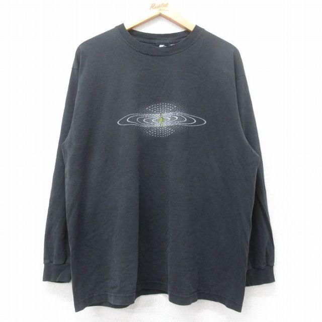 XL★古着 スターター STARTER 長袖 ビンテージ Tシャツ メンズ 00年代 00s 大きいサイズ コットン クルーネック 黒 ブラック 25aug20 中古