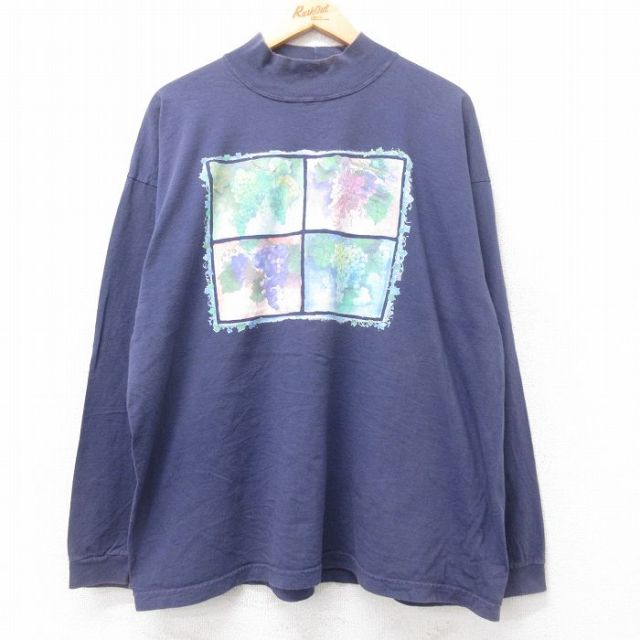 【50%OFF】90s 長袖Tシャツ ネイビー XL | 古着