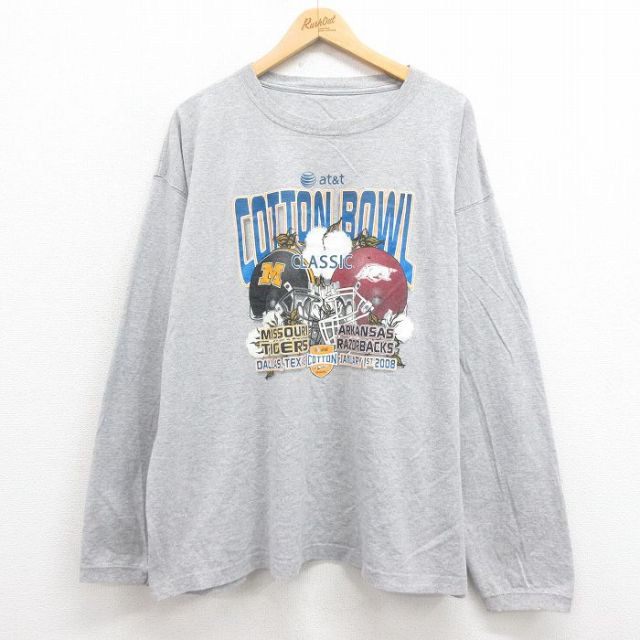 【50%OFF】00s 長袖Tシャツ ミズーリタイガースアーカンソーレイザーバックス グレー XL | 古着