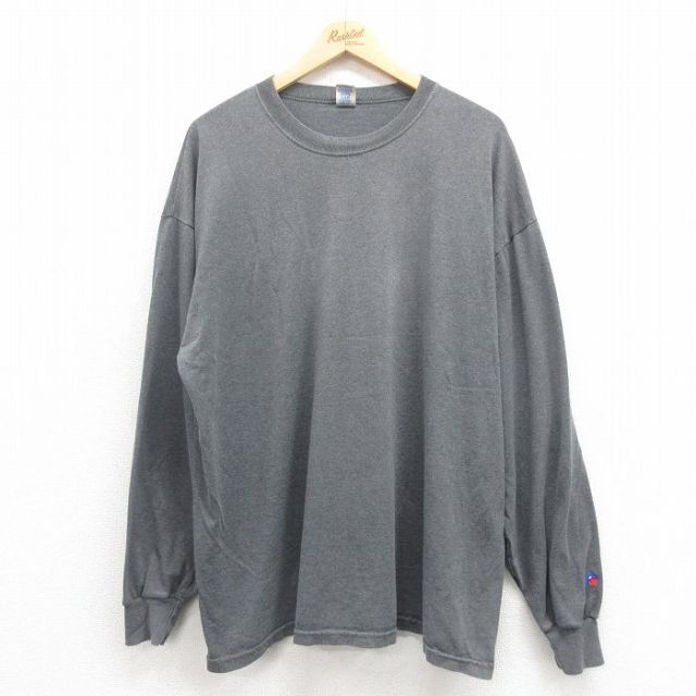 【50%OFF】ラッセル 00s 長袖Tシャツ ワンポイントロゴ グレー XL | 古着