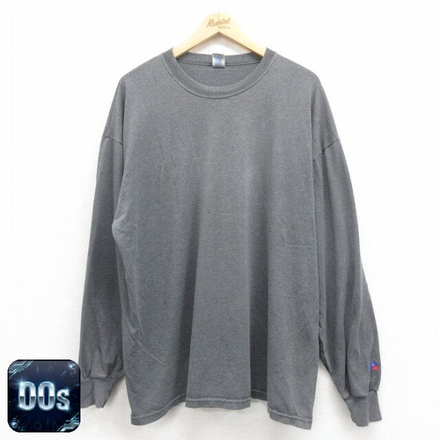 ラッセル 00s 長袖Tシャツ ワンポイントロゴ グレー XL | 古着