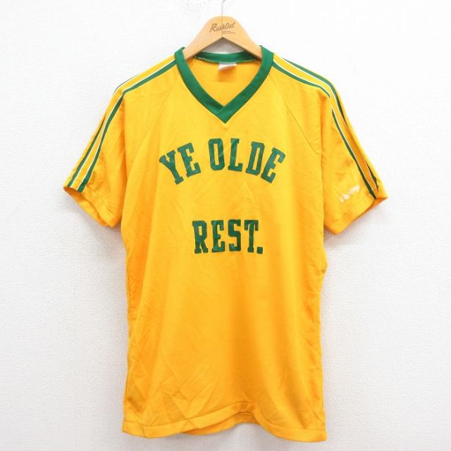 【50%OFF】L★古着 ローリングス 長袖 ビンテージ Tシャツ メンズ 80年代 80s YE ラグラン Vネック USA製 黄 イエロー 25aug21 中古