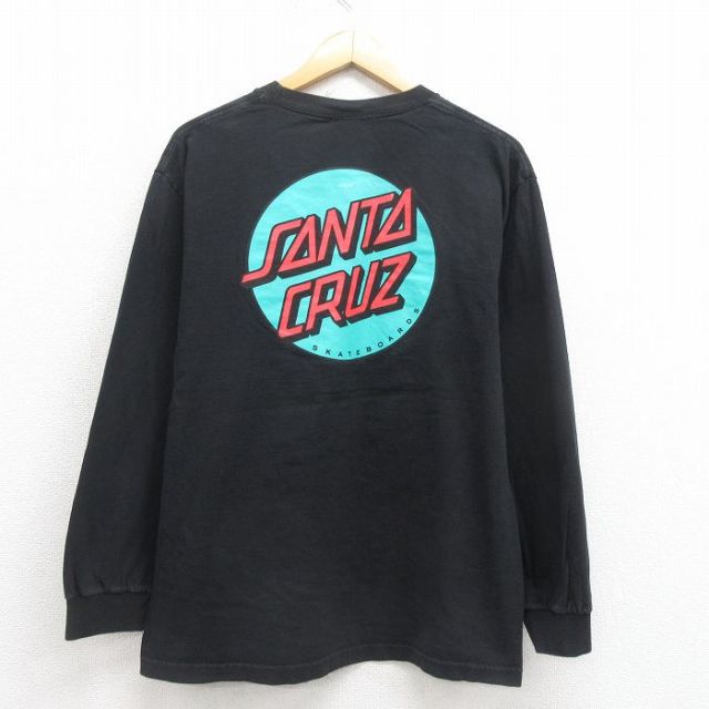 L★古着 サンタクルーズ 長袖 Tシャツ メンズ ビッグロゴ クルーネック 黒 ブラック 25aug21 中古
