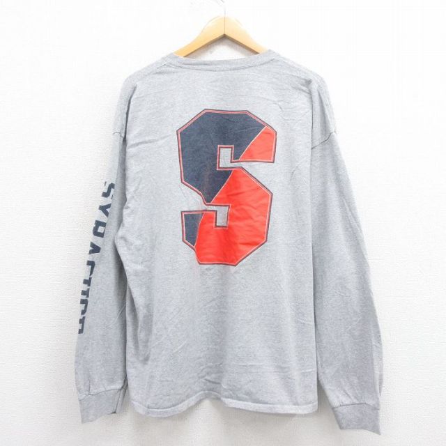XL★古着 長袖 ビンテージ Tシャツ メンズ 00年代 00s シラキュース 大きいサイズ クルーネック グレー 霜降り 25aug22 中古