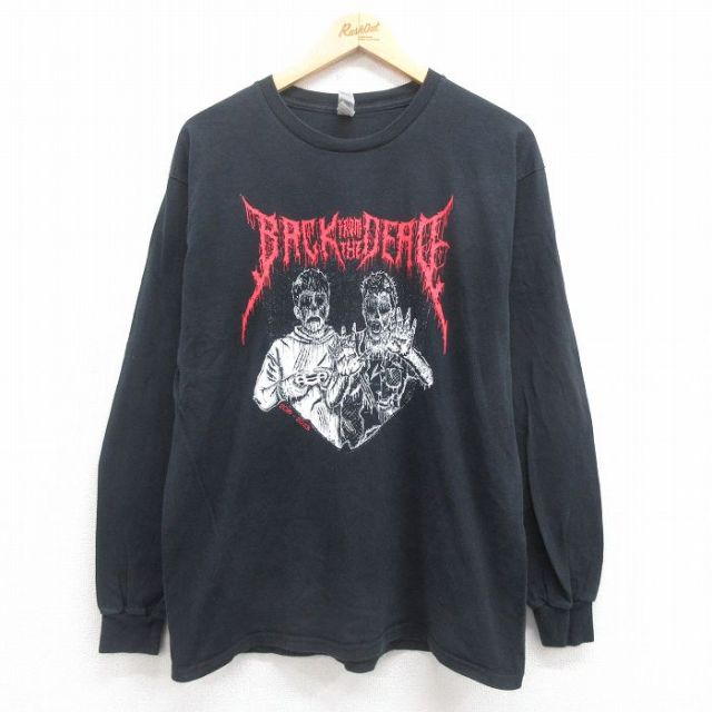 L★古着 長袖 ロック バンド Tシャツ メンズ BACK FROM THE DEAD コットン クルーネック 黒 ブラック 25aug22 中古