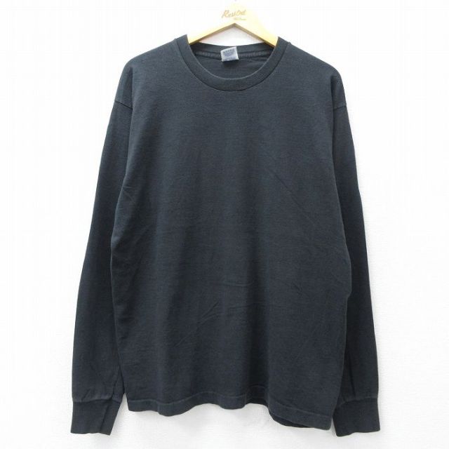 XL★古着 BVD 長袖 ビンテージ Tシャツ メンズ 90年代 90s 無地 大きいサイズ コットン クルーネック USA製 黒 ブラック 【spe】 25aug28 中古