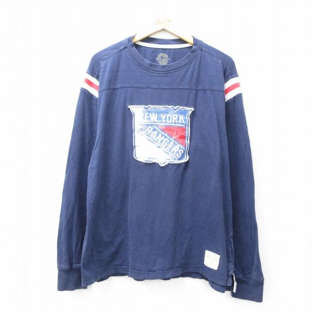 【50%OFF】NHL ニューヨークレンジャーズ 長袖フットボールTシャツ アイスホッケー ネイビー XL | 古着