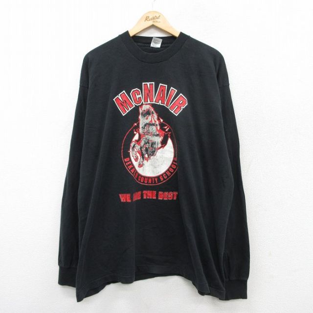 【50%OFF】XL★古着 フルーツオブザルーム 長袖 ビンテージ Tシャツ メンズ 90年代 90s McNAIR 大きいサイズ コットン クルーネック USA製 黒 ブラック 【spe】 25aug28 中古
