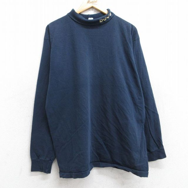 XL★古着 長袖 ビンテージ Tシャツ メンズ 80年代 80s DOCS タートルネック ハイネック 紺 ネイビー 25aug29 中古