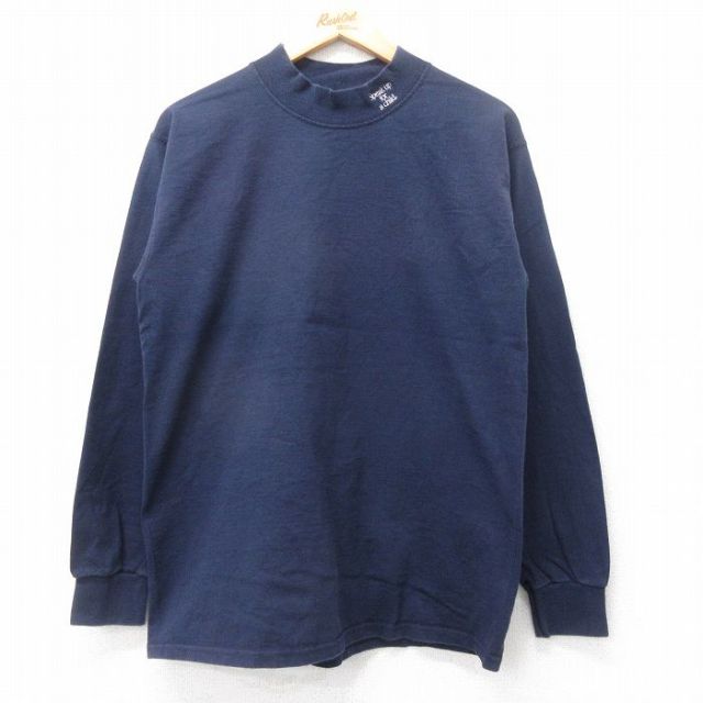 M★古着 長袖 ビンテージ Tシャツ メンズ 00年代 00s Speak up コットン モックネック ハイネック カナダ製 紺 ネイビー 25aug29 中古