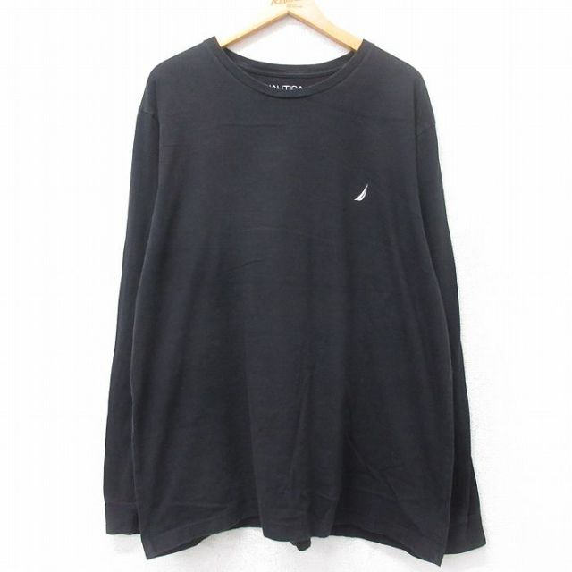 【50%OFF】ノーティカ 長袖Tシャツ ワンポイントロゴ ブラック XL | 古着