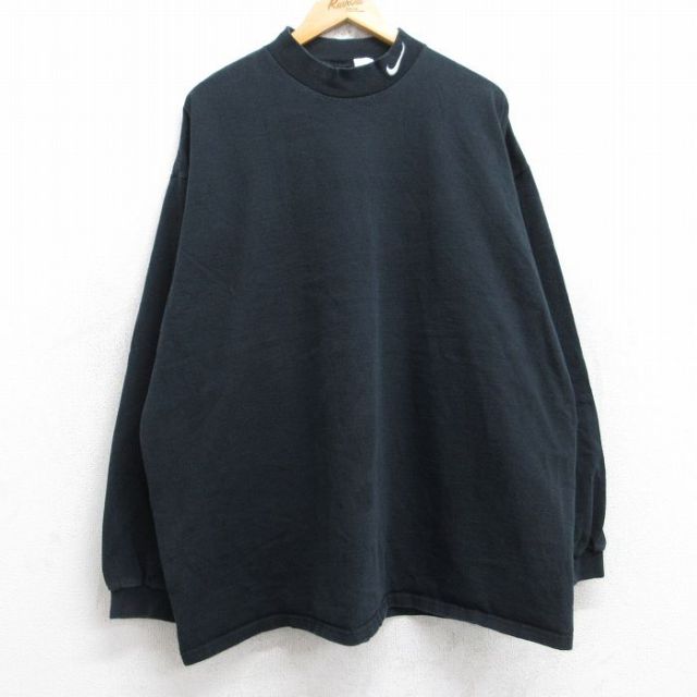 【50%OFF】ナイキ 90s 長袖Tシャツ ワンポイントロゴ ブラック XL | 古着