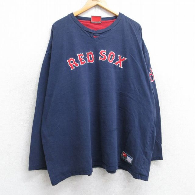【50%OFF】ナイキ 00s 長袖Tシャツ ボストンレッドソックス ネイビー XL | 古着