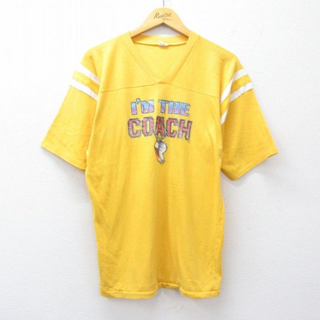 【50%OFF】コーチ 70s 半袖フットボールTシャツ ホイッスル イエロー L | 古着