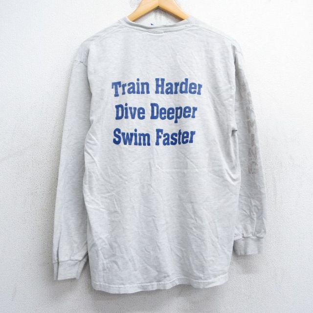L★古着 チャンピオン champion 長袖 Tシャツ メンズ ホワイツボロ SWIM クルーネック 薄グレー 霜降り 25aug30 中古