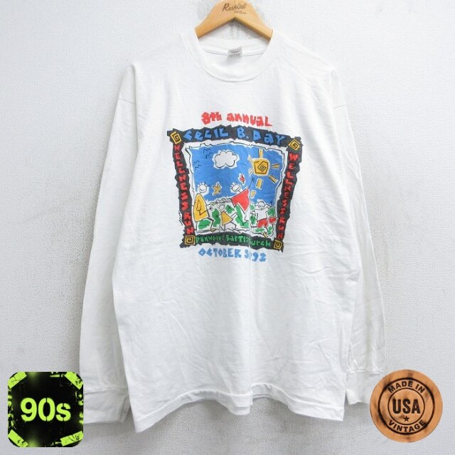 【50%OFF】フルーツオブザルーム 90s 長袖Tシャツ マラソン企業広告 ホワイト XL | 古着