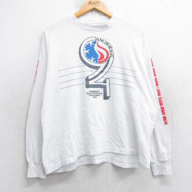 90s 長袖Tシャツ ANCHORAGE ホワイト L | 古着