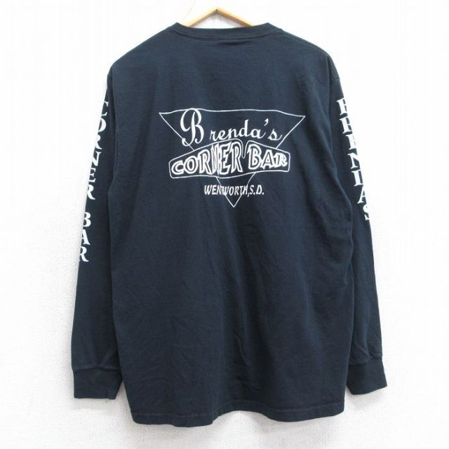 L★古着 フルーツオブザルーム 長袖 ビンテージ Tシャツ メンズ 00年代 00s Brendas CORNER BAR クルーネック 黒 ブラック 25sep03 中古