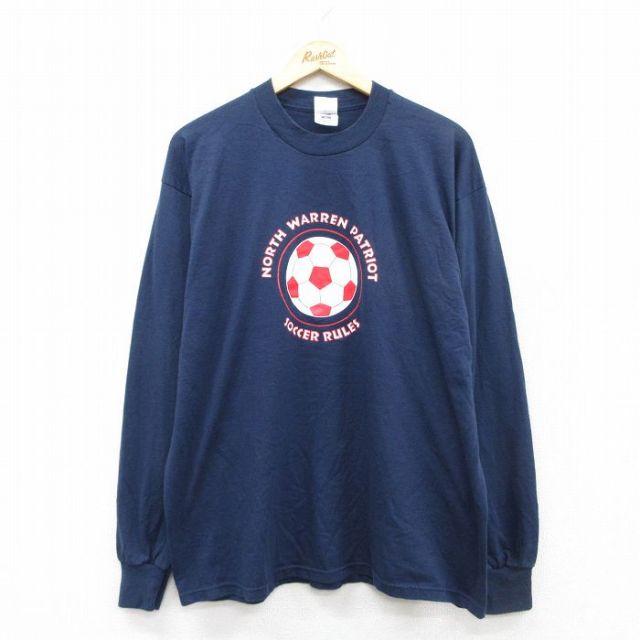 【50%OFF】フルーツオブザルーム 90s 長袖Tシャツ サッカーボール ネイビー XL | 古着