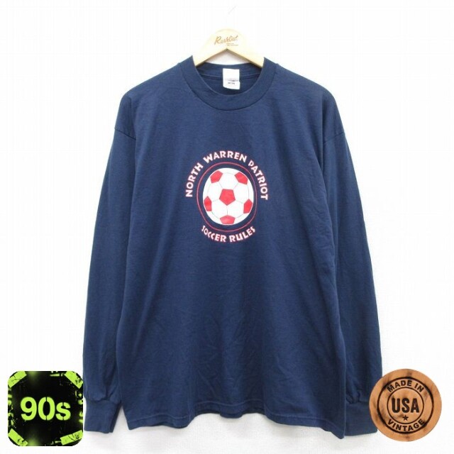 フルーツオブザルーム 90s 長袖Tシャツ サッカーボール ネイビー XL | 古着