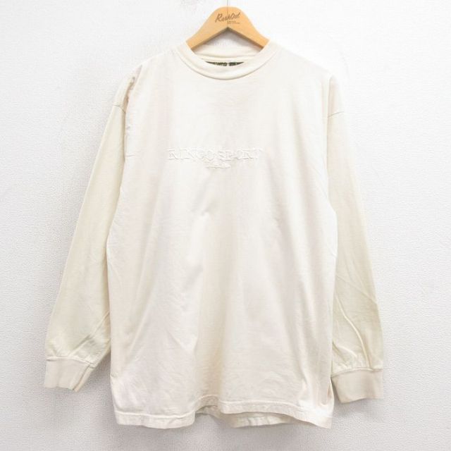 【50%OFF】00s 長袖Tシャツ RINGO SPORT刺繍 生成り ベージュ XL | 古着