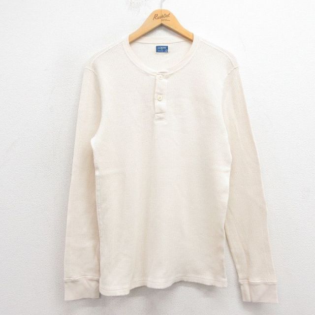 XL★古着 ジェイクルー J.CREW 長袖 サーマル Tシャツ メンズ 無地 ヘンリーネック 生成り 25sep05 中古