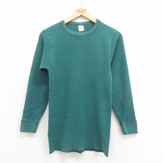 M★古着 リー Lee 長袖 ビンテージ サーマル Tシャツ メンズ 80年代 80s 無地 USA製 緑 グリーン 25sep05 中古