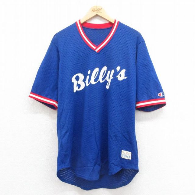 L★古着 チャンピオン champion 半袖 ビンテージ Tシャツ メンズ 80年代 80s Billys メッシュ地 Vネック USA製 青 ブルー 【spe】 25sep05 中古