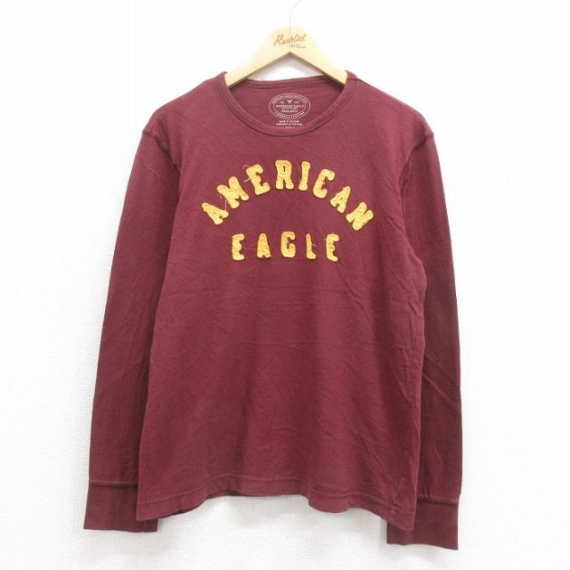【50%OFF】アメリカンイーグル 長袖Tシャツ ビッグロゴ バーガンディ L | 古着