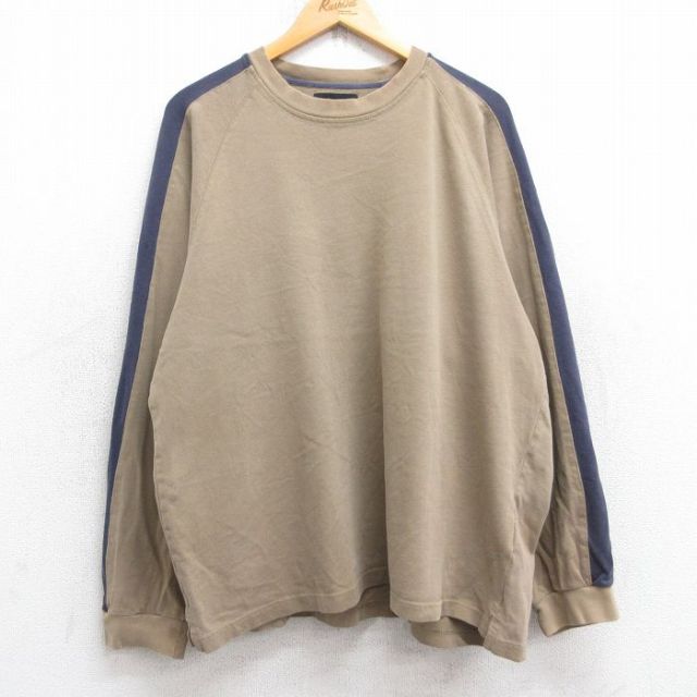 XL★古着 エディーバウアー 長袖 ビンテージ Tシャツ メンズ 00年代 00s 無地 ラグラン 大きいサイズ コットン クルーネック ベージュ他 カーキ 25sep17 中古