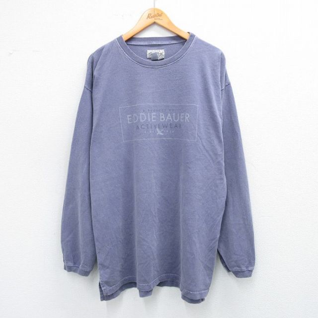 【50%OFF】エディーバウアー 00s 長袖Tシャツ ビッグロゴ パープル XL | 古着