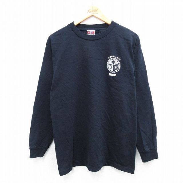 M★古着 長袖 ビンテージ Tシャツ メンズ 00年代 00s LOCAL601 コットン クルーネック USA製 黒 ブラック 25sep24 中古