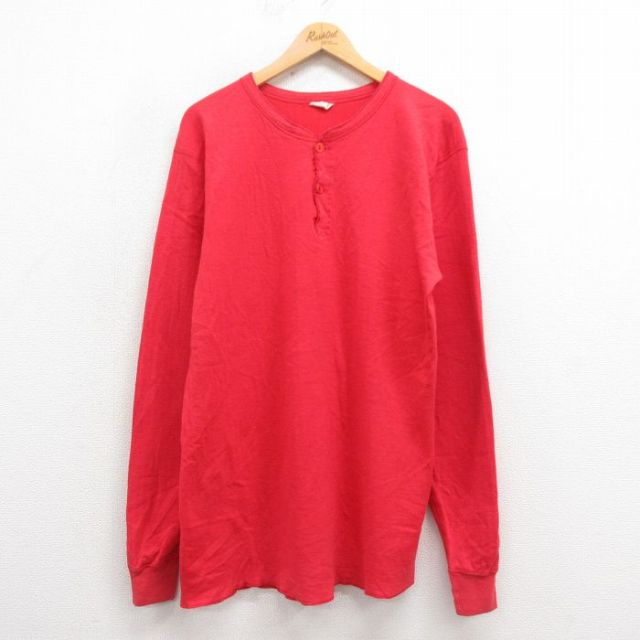L★古着 エルエルビーン LLBEAN 長袖 ビンテージ Tシャツ メンズ 80年代 80s 無地 赤 レッド 【spe】 25sep26 中古