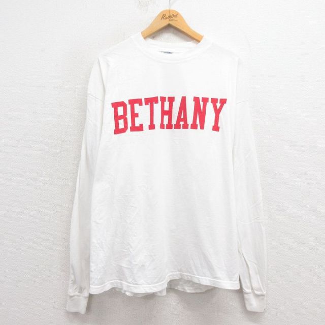 XL★古着 長袖 ビンテージ Tシャツ メンズ 00年代 00s BETHANY 大きいサイズ クルーネック 白 ホワイト 25sep26 中古