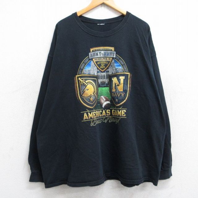【50%OFF】ミリタリー 長袖Tシャツ ARMY ブラック XL | 古着
