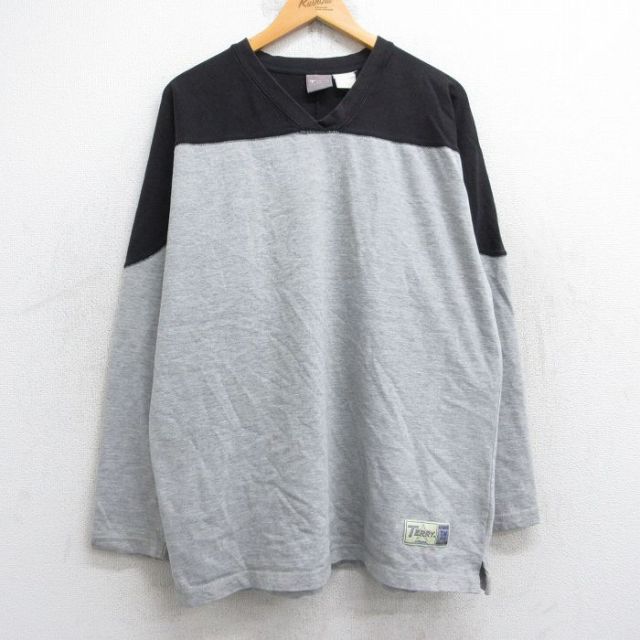 【50%OFF】長袖フットボールTシャツ ツートンカラー グレー XL | 古着