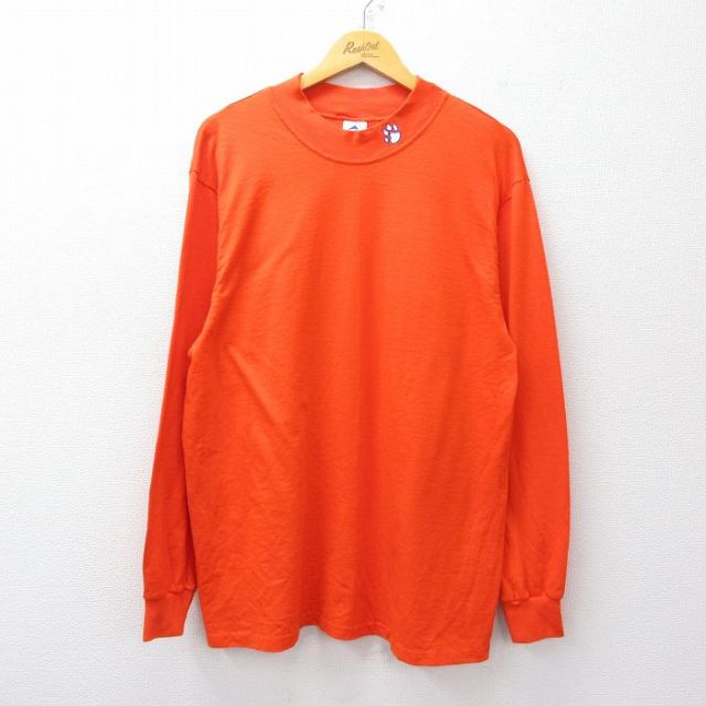 XL★古着 長袖 ビンテージ Tシャツ メンズ 00年代 00s モックネック ハイネック オレンジ 25sep27 中古
