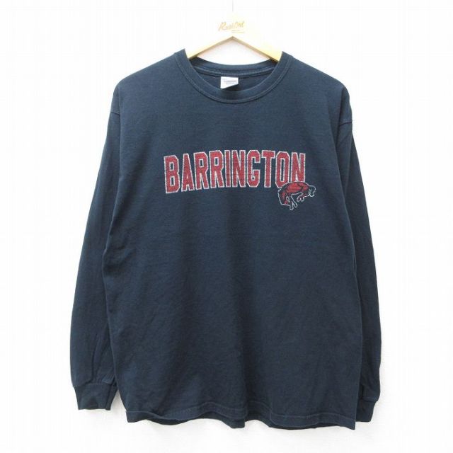 L★古着 長袖 ビンテージ Tシャツ メンズ 00年代 00s BARRINGTON コットン クルーネック 黒 ブラック 25sep27 中古